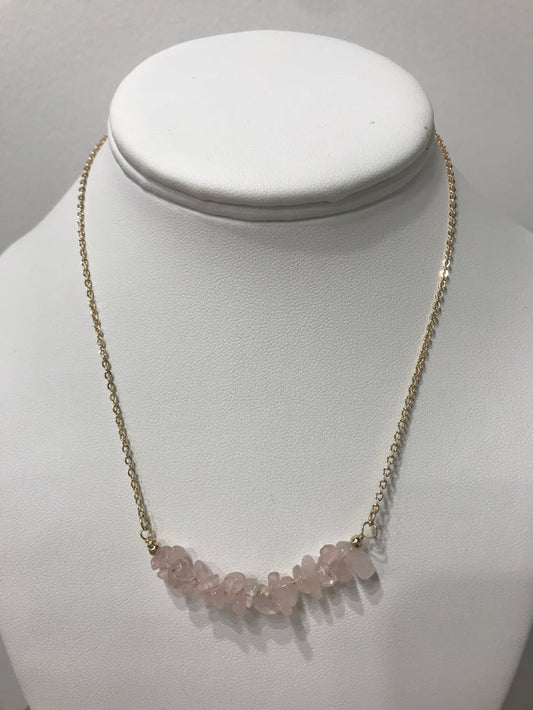 Rose Quartz Gold Necklace