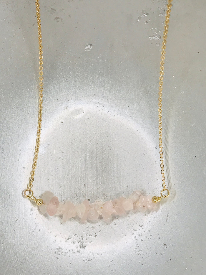 Rose Quartz Gold Necklace