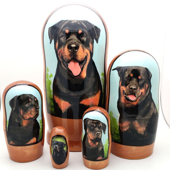Rottweiler dog breed nesting doll 7" Tall