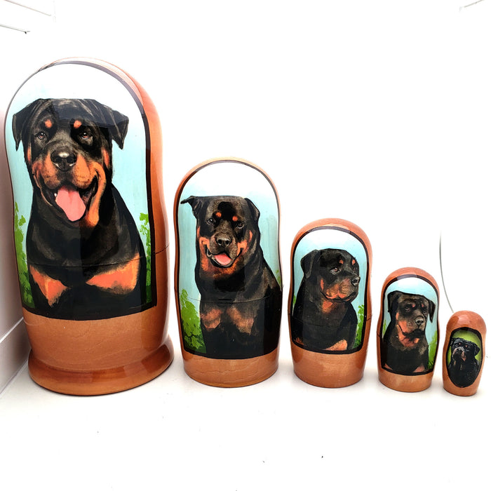 Rottweiler dog breed nesting doll 7" Tall