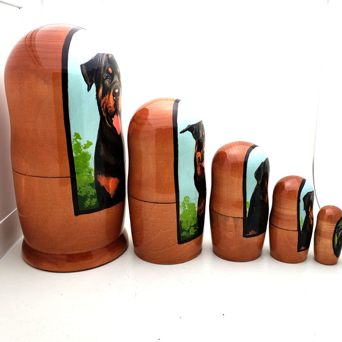 Rottweiler dog breed nesting doll 7" Tall