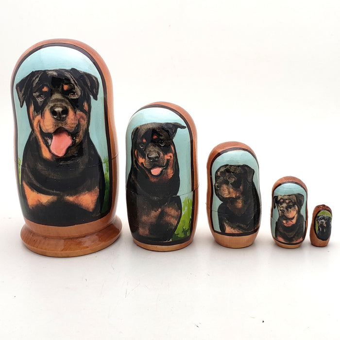 Rottweiler Dog Puppy Matryoshka Doll 4" Tall