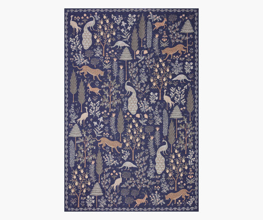 Menagerie Forest Printed Rug - Navy
