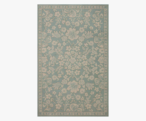 Arboretum Rose Garden Wool-Hooked Rug - Jade