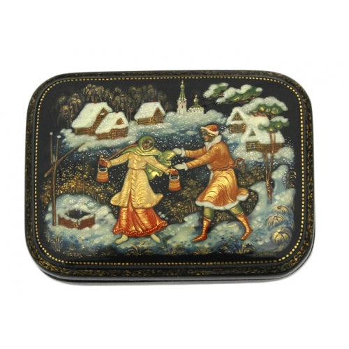 Russian Village in Winter Palekh Box