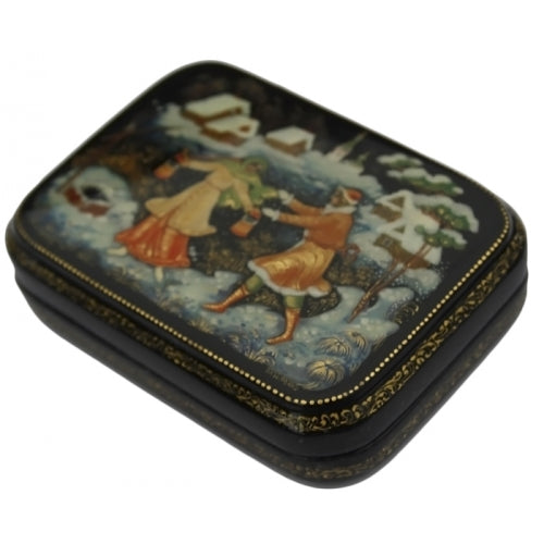 Russian Village in Winter Palekh Box