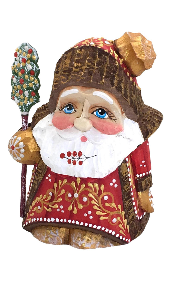 Santa gnome carved wooden figurine