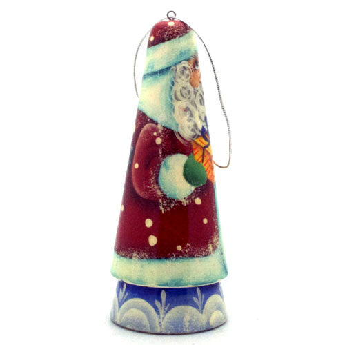 Santa with Present Hand Painted Russian Christmas Ornament