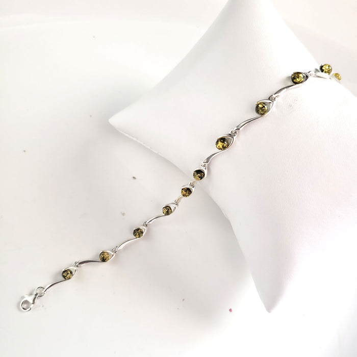 green amber silver bracelet