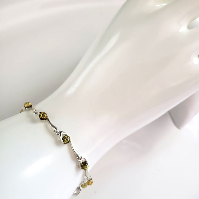 modern amber silver bracelet