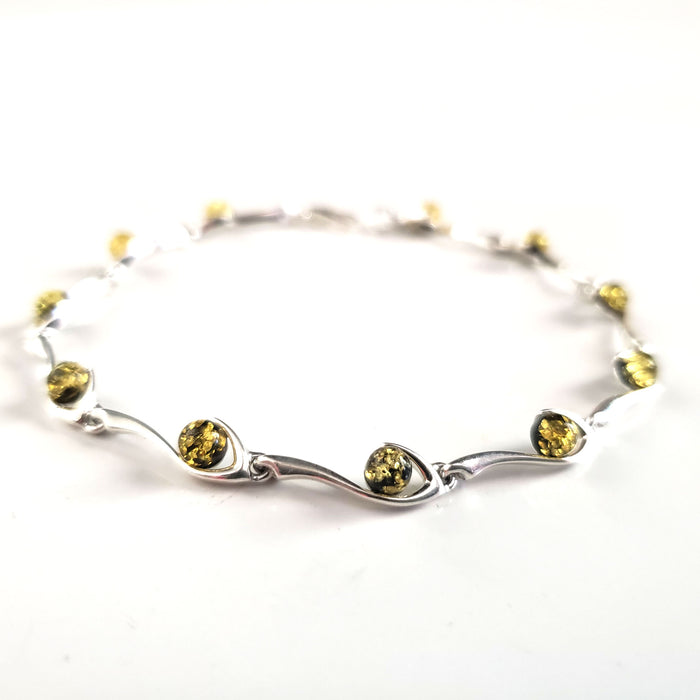 green beads silver bracelet