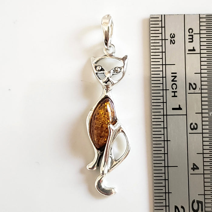 amber silver pendant