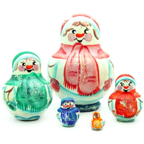 Small Snowman 5 piece Nesting Doll Set