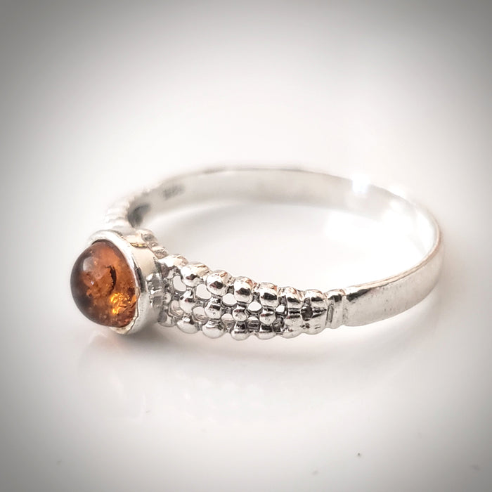 Small Sterling Silver Natural Amber Ring BuyRussianGifts Store