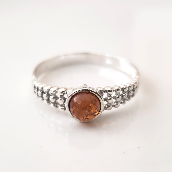 Small Sterling Silver Natural Amber Ring BuyRussianGifts Store