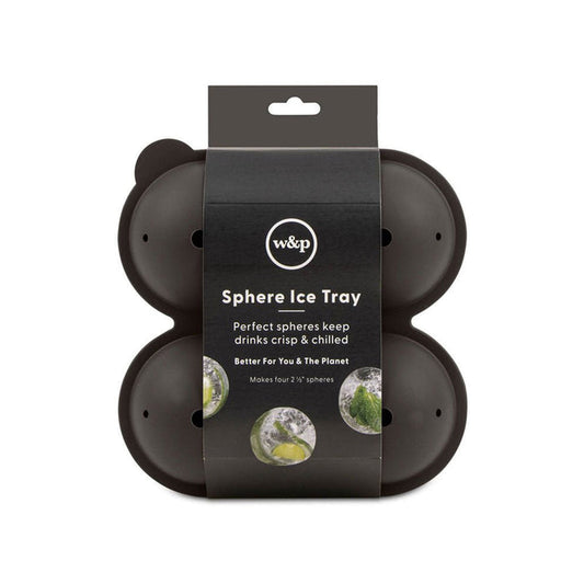 Sphere ice tray with packaging on white background