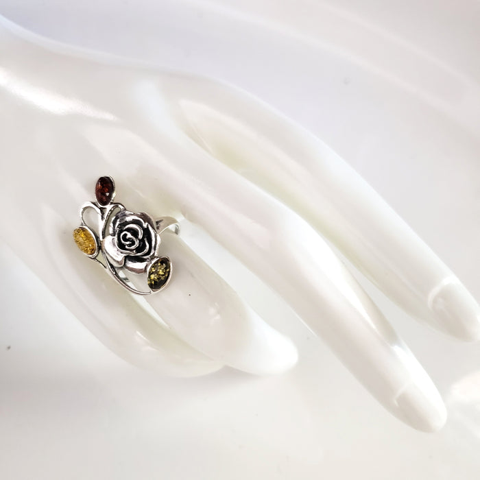 long rose silver ring