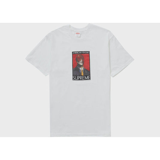 Supreme American Psycho Tee - White (FW23) featuring iconic movie artwork