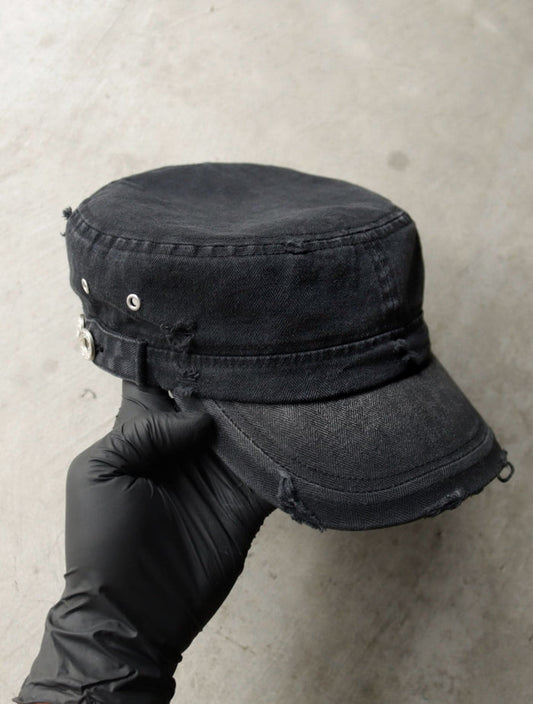 TWO FOLD HBT SUN-FADED CADET HAT - BLACK