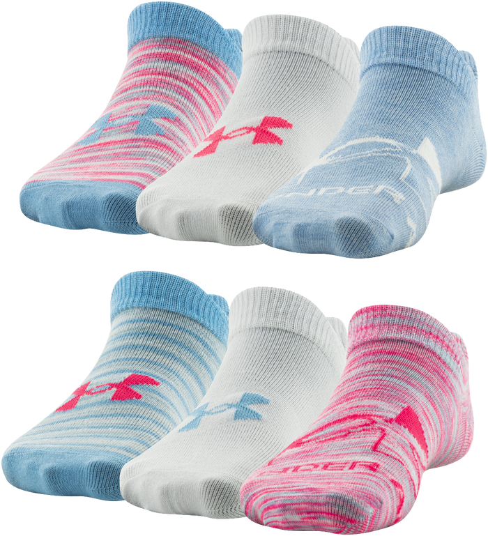 Under Armour Girls' Essential No Show - 6 Pack|1332984-442-13,1332984-442-45