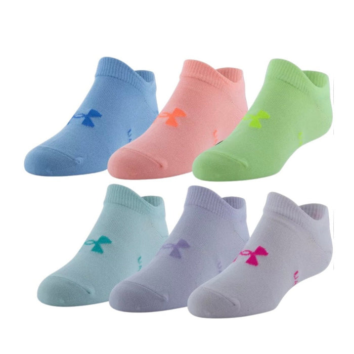 Under Armour Girls' Essential No Show - 6 Pack|1332984-673-13,1332984-673-45