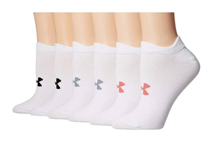 Under Armour Girls' Essential No Show - 6 Pack|1332984-102-13,1332984-102-45