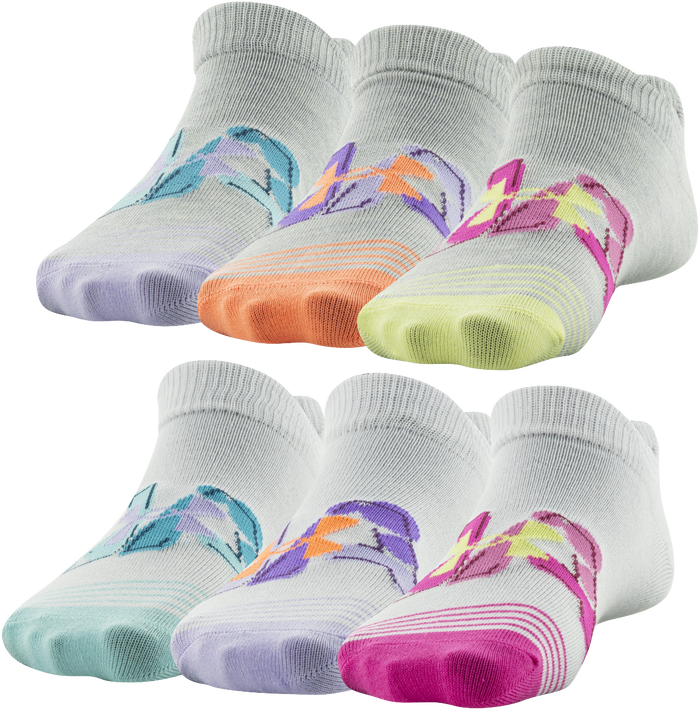 Under Armour Girls' Essential No Show - 6 Pack|1332984-105-13,1332984-105-45