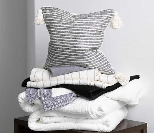 Giada Black Ivory Throw Pillow by Villa by Classic Home