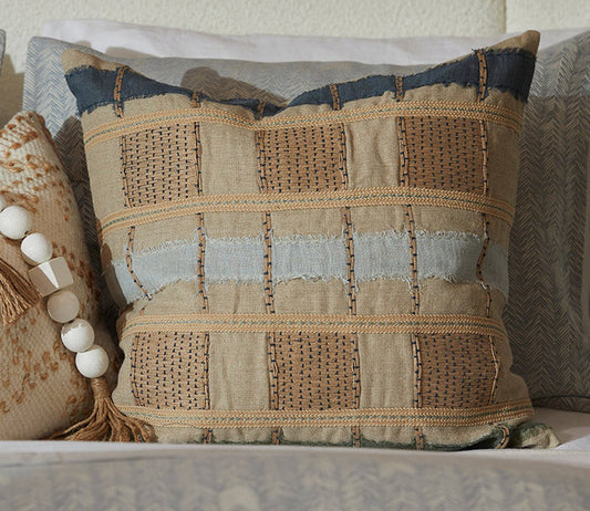 Stratton Natural Blue Multi Throw Pillow by Villa by Classic Home
