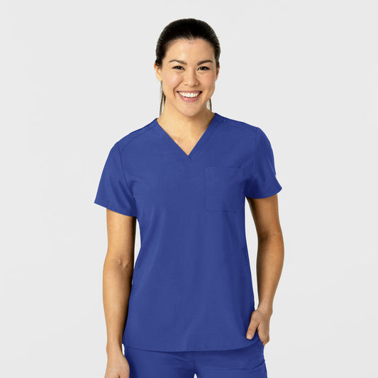 W123 Women's Flex-n-Reach V-Neck Scrub Top Galaxy Blue