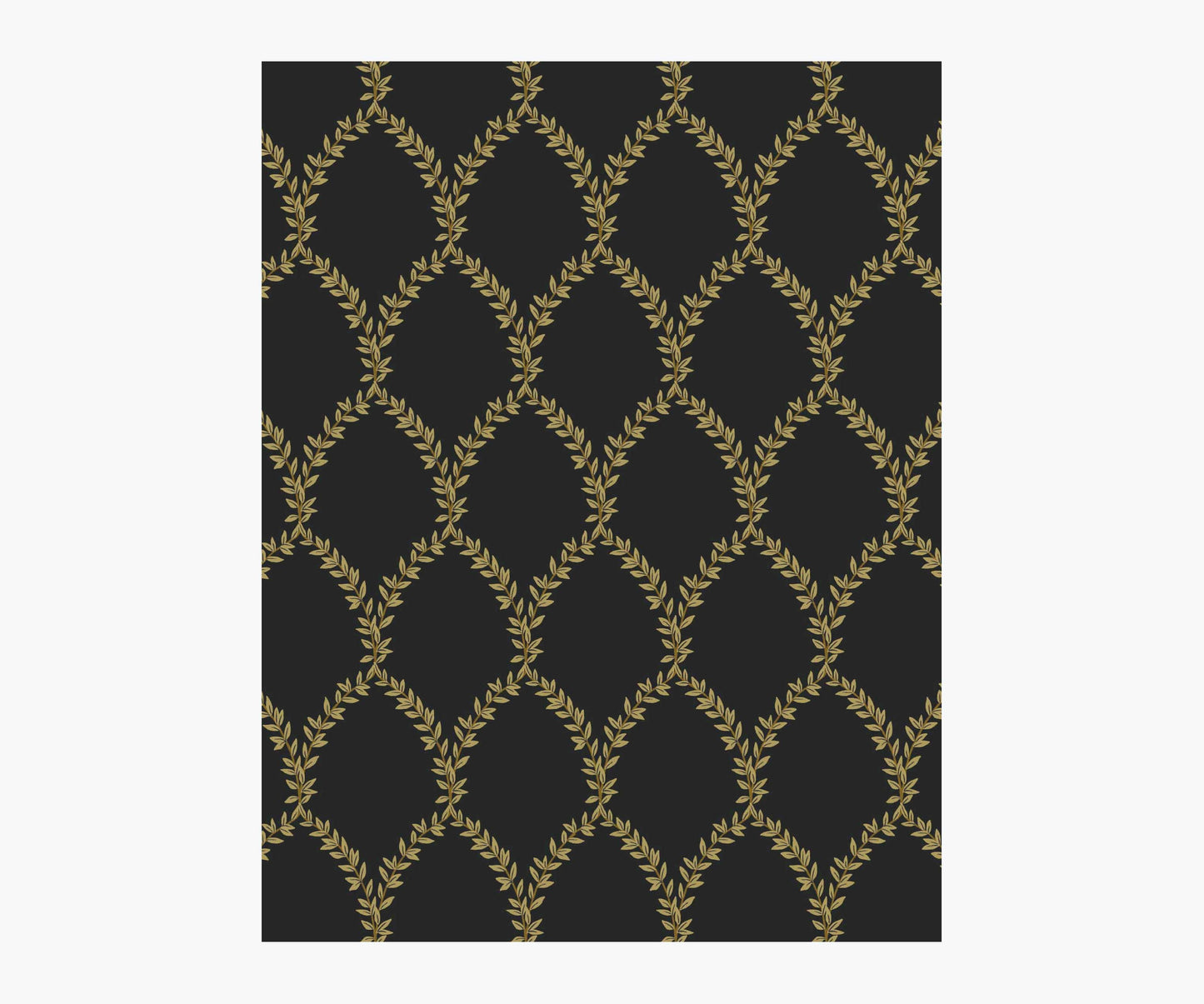 Laurel Wallpaper Sample - Metallic Gold & Black