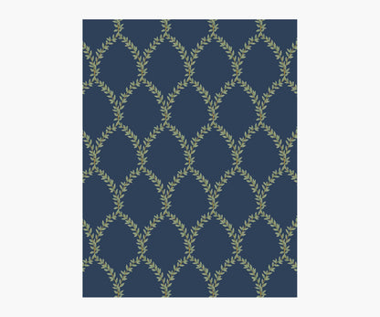Laurel Wallpaper Sample - Navy