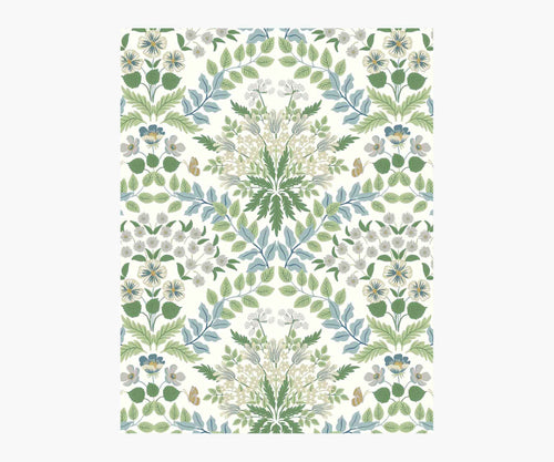 Bramble Wallpaper Sample - Blue & Green