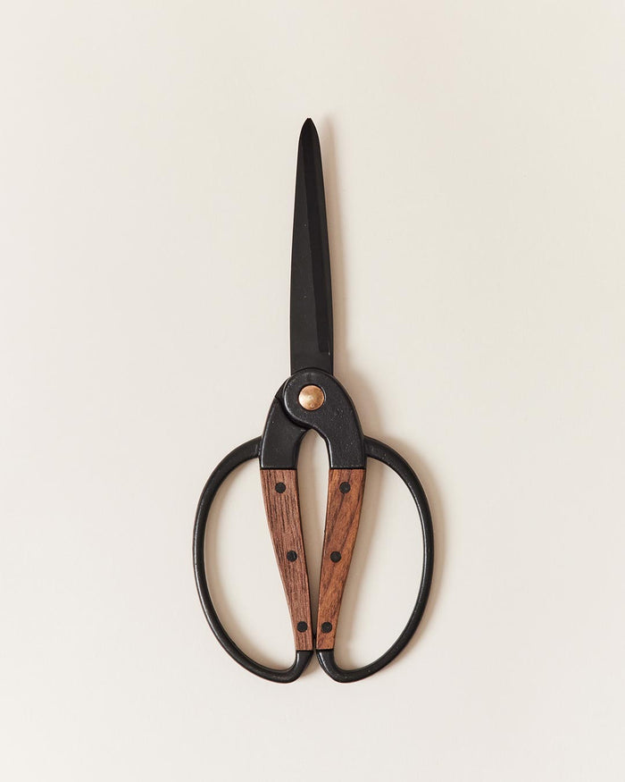 Walnut and Iron Utility Shears — walnut-handled utility shears; Farmhouse Pottery