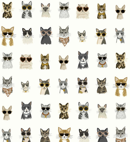 Cool Cats Peel & Stick Wallpaper - Grey & Gold