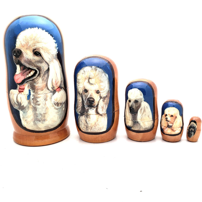 White Poodle Dog Breed Stacking Doll 4" Set