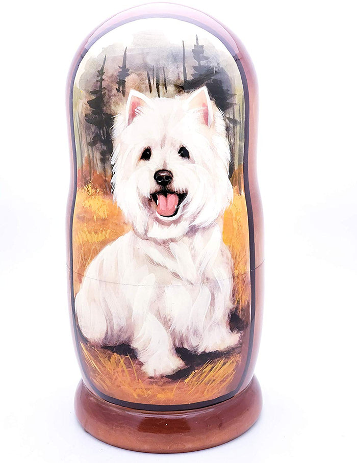 White Terrier Maltese Dog Breed Nesting Doll Set