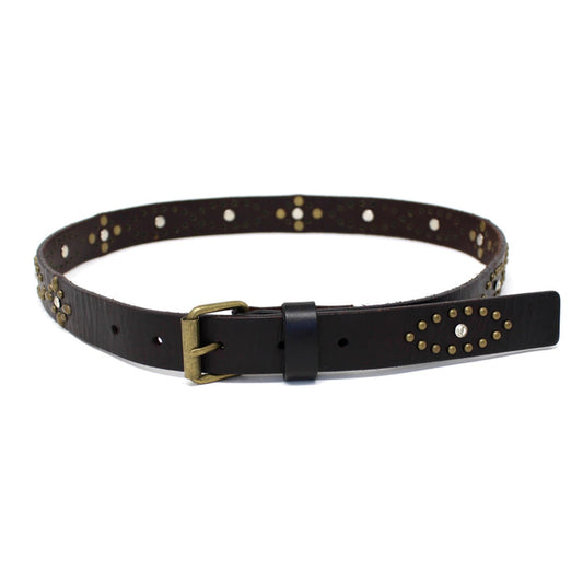 Women's Black Thin Studded Belt