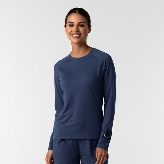 Layers Women's Watch Window Long Sleeve Underscrub Top Navy