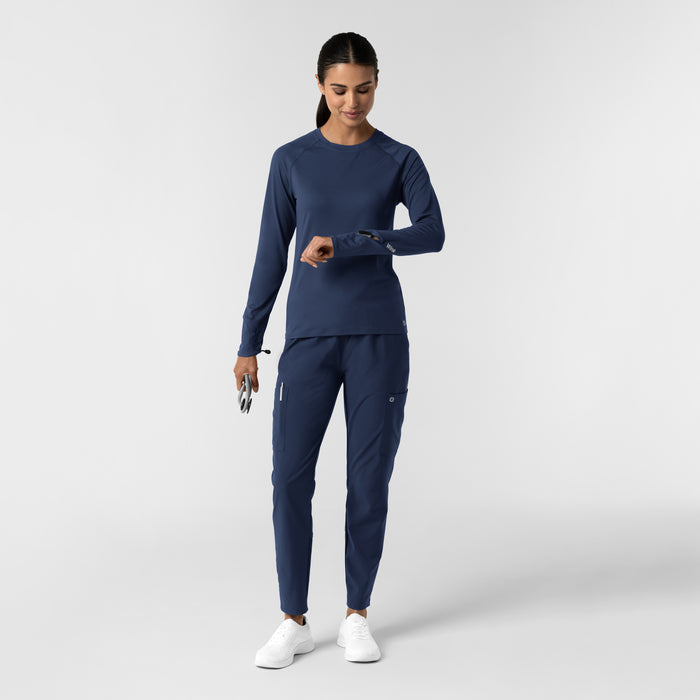 Layers Women's Watch Window Long Sleeve Underscrub Top Navy full scrub set