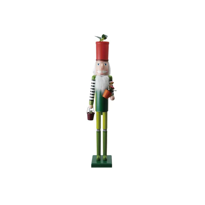 Wood Nutcracker with Flower Pots & Gardening Tools