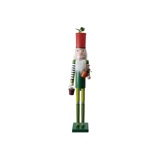 Wood Nutcracker with Flower Pots & Gardening Tools