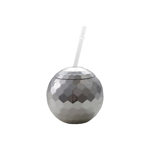 20 oz. Plastic Mirror Ball Cup with Lid & Straw, Set of 2