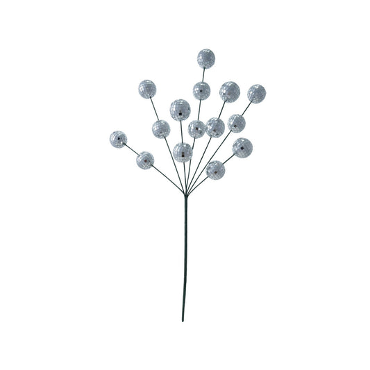 26"H Foam & Mirrored Glass Mosaic Ball Spray, Silver Finish