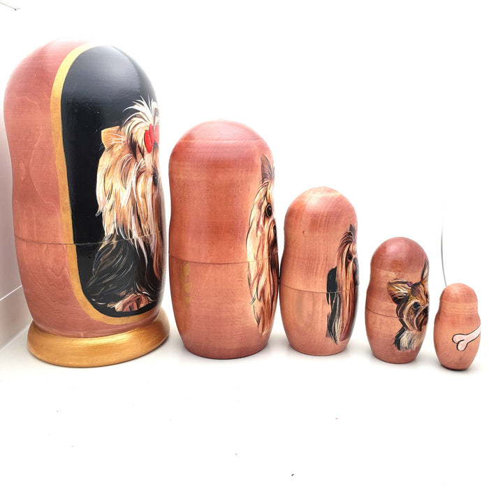 Yorkshire Terrier Nesting Doll 7" Tall Set