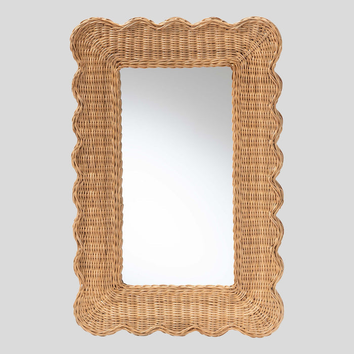 Yunus Scalloped Rattan Wall Mirror by bali & pari — overall view