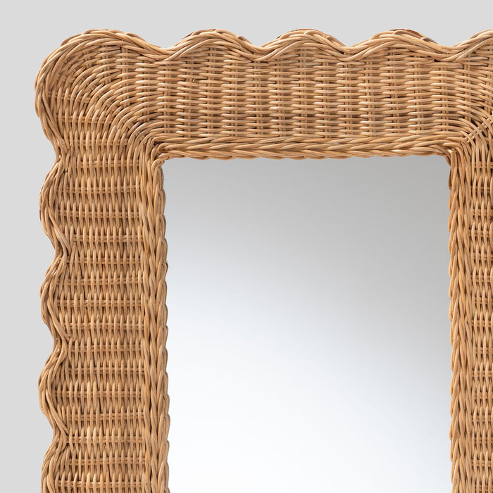 Yunus Scalloped Rattan Wall Mirror by bali & pari — material and construction detail