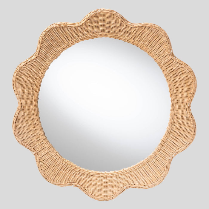 Yunus Scalloped Rattan Wall Mirror by bali & pari — overall view