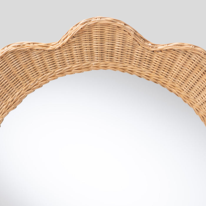 Yunus Scalloped Rattan Wall Mirror by bali & pari — material and construction detail